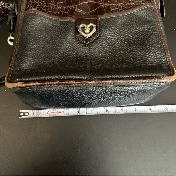 Vintage Brighton Pebble Grain Leather Black w/Brown Alligator Embossed Purse - Picture 12 of 16